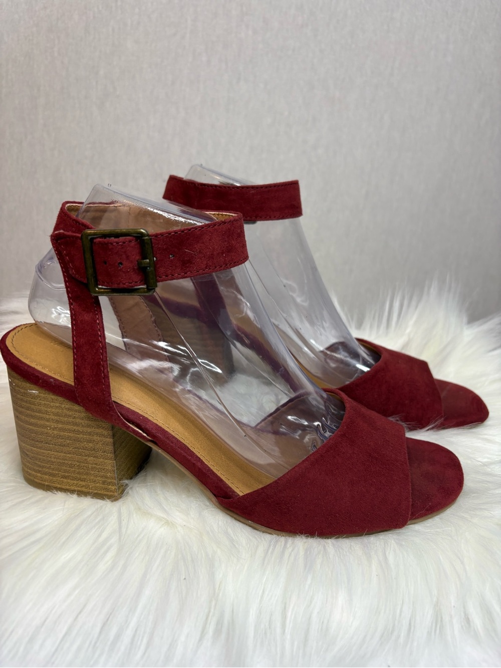 Target Women's Burgundy Ankle Strap Heeled Sandals